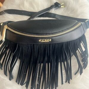 Guess Fringe Black Belt Bag. NWOT. Never worn.